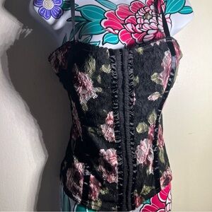 Forever 21 Black Lace Floral Corset Tank Top